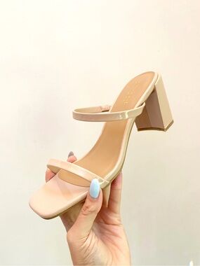 CCOCCI Patent Nude Double-Strap Block Heel Sandal
